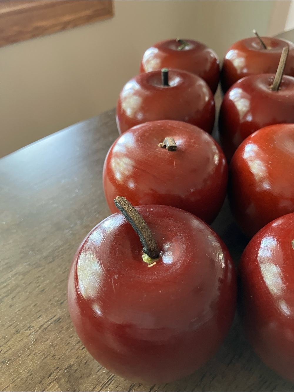 Set of 13 Decorative Red Wooden Apples - Picture 2 of 13